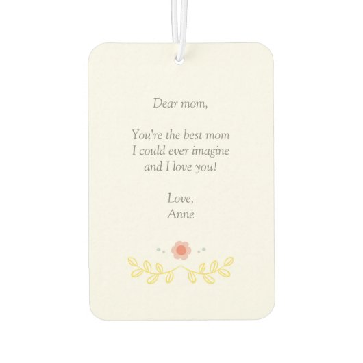 Moederdag bloemenkrans voor de beste mama ooit luchtverfrisser (Achterkant)