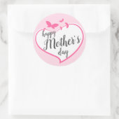 Moederdag Bloemenvlinder roze Ronde Sticker (Tas)