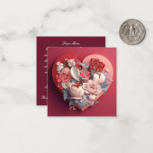 Moederdag Bloemhart Notitiekaartje (Voorkant / Achterkant in situ)