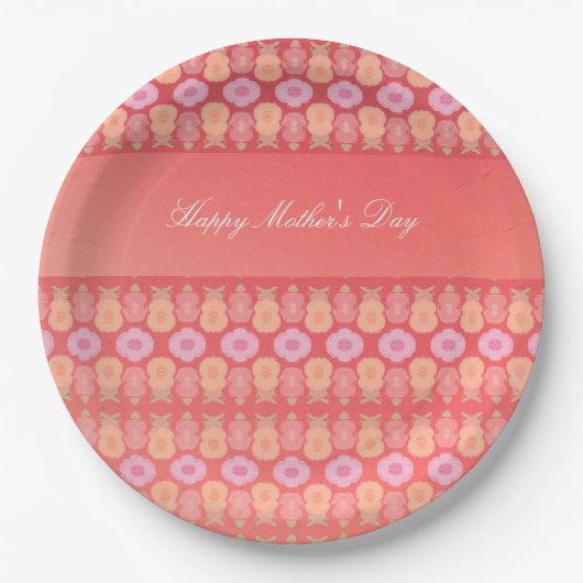 Moederdag bloemige papieren Borden Papieren Bordje (Voorkant)