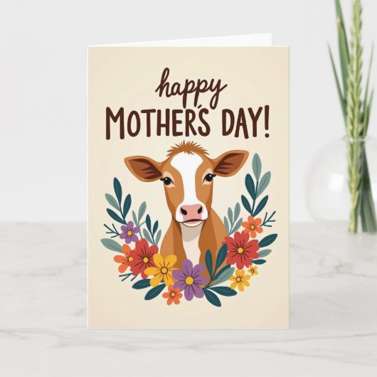 Moederdag Bloemkoe Kaart (Voorkant)