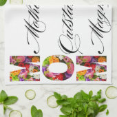 Moederdag bloemlettering met foto's theedoek (Gevouwen)