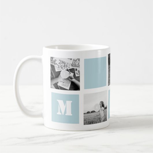 Moederdag Blue 5 Foto's Mok voor moeder collage (Links)