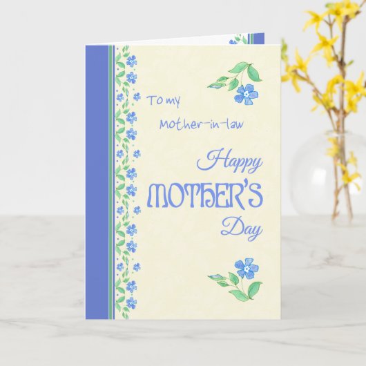 Moederdag Blue Periwinkle schoonmoeder Kaart (Gele Bloem)