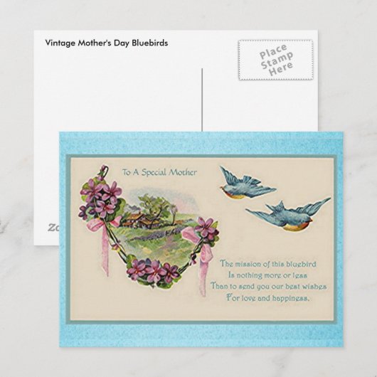  Moederdag Bluebirds Briefkaart (Voorkant / Achterkant)