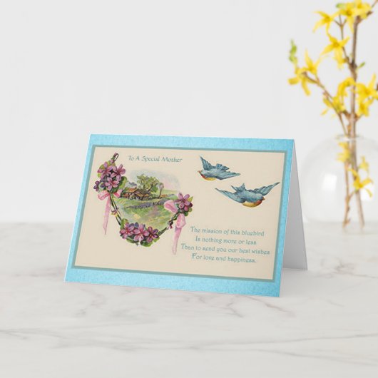  Moederdag Bluebirds Kaart (Gele Bloem)