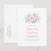 moederdag Blush Floral Invitation Uitnodiging Briefkaart (Voorkant / Achterkant)
