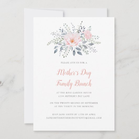 moederdag Blush Floral Kaart (Voorkant)