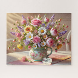 Moederdag Boeket Geschenk Pastel Bloemenvaas Legpuzzel