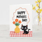 Moederdag Boeket Kat Kaart (Gele Bloem)