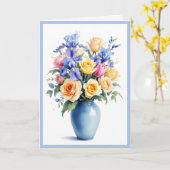 Moederdag Boeket van Daffodils Rozen & Tulpen Kaart (Gele Bloem)