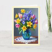 Moederdag Boeket van narcissen Iris & Tulpen Kaart (Voorkant)