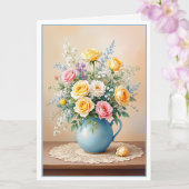 Moederdag Boeket van Rozen & Wildflowers Kaart