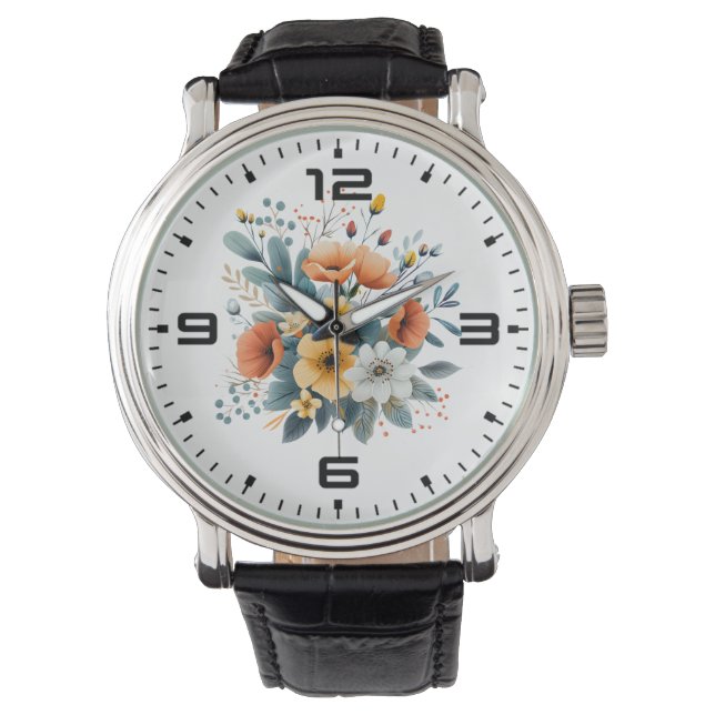 Moederdag Boho Bloemen Clipart-61983 Horloge (Voorkant)