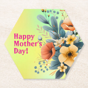 Moederdag Boho Bloemen Clipart-61983 Kartonnen Onderzetters