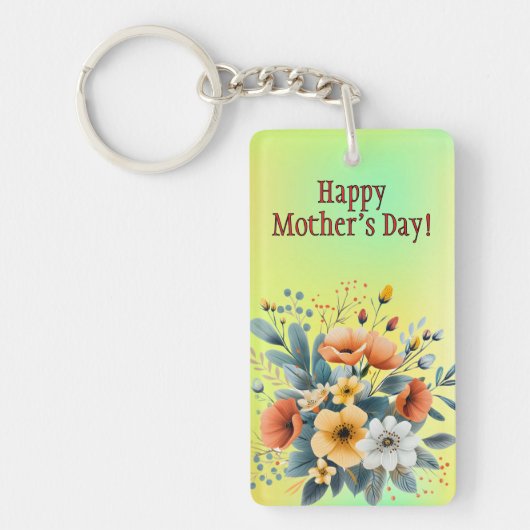 Moederdag Boho Bloemen Clipart-61983 Sleutelhanger (Voorkant)