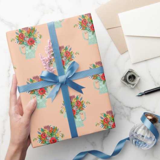 Moederdag Boho Bloemen illustratie roze Cadeaupapier (Geschenken)