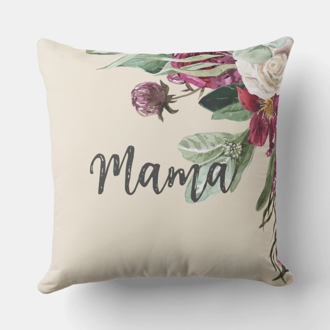 Moederdag Botanisch met roze achtergrond Kussen (Achterkant)
