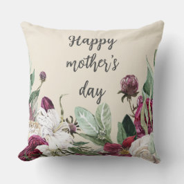 Moederdag Botanisch met roze achtergrond Kussen