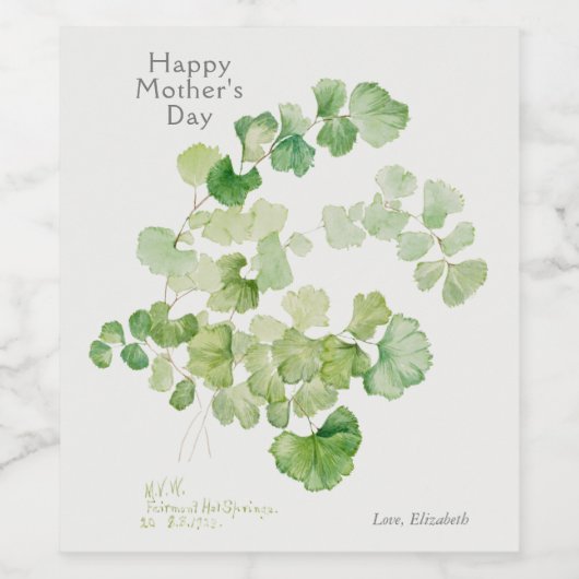 Moederdag Botanische Waterverf Wijn Etiket (Enkel label)