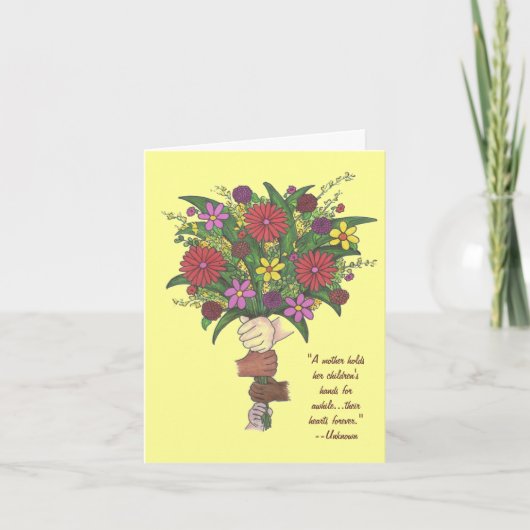 Moederdag Bouquet Flowers Little Hands Mama Kaart (Voorkant)