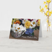 Moederdag Bouquet Folded Wenskaart Kaart (Gele Bloem)