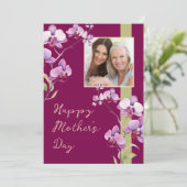 Moederdag Bourgondische Orchidee Foto Kaart (Staand voorkant)