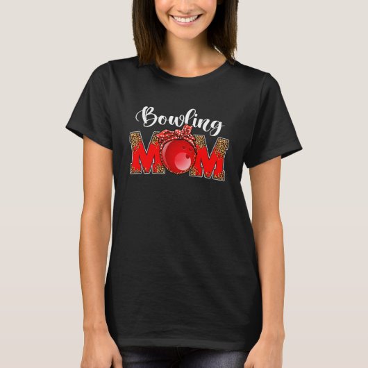 Moederdag Bowling Moeder Leopard Spel Dag Moeder L T-shirt (Voorkant)