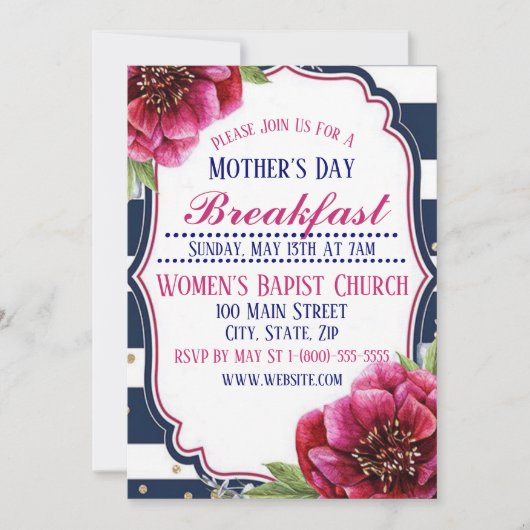 Moederdag Breakfast Invitation Flat Card Kaart (Voorkant)