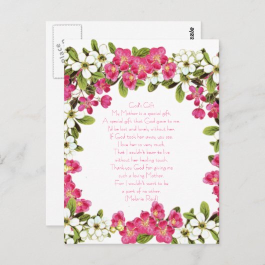 Moederdag Briefkaart (Voorkant / Achterkant)