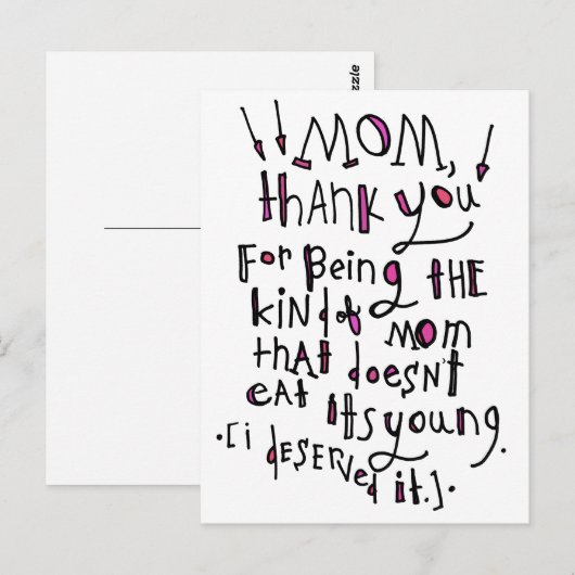 Moederdag Briefkaart (Voorkant / Achterkant)