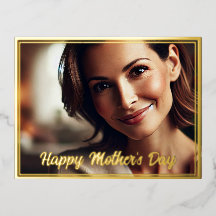 Moederdag Briefkaart met Custom Photo Gold Folie