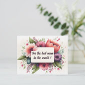 Moederdag Briefkaart met Floral Bouquet Design (Staand voorkant)