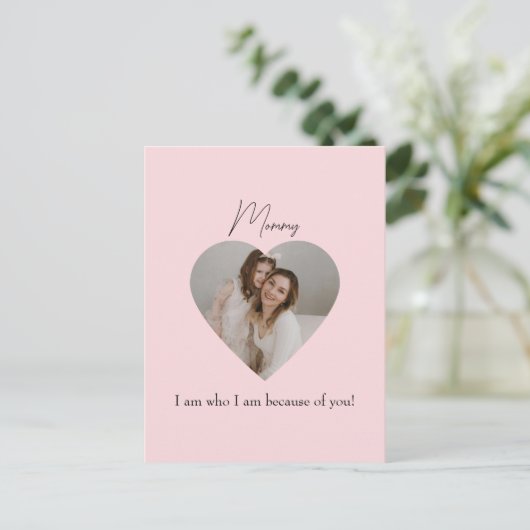 Moederdag Briefkaart met hartfoto (Staand voorkant)