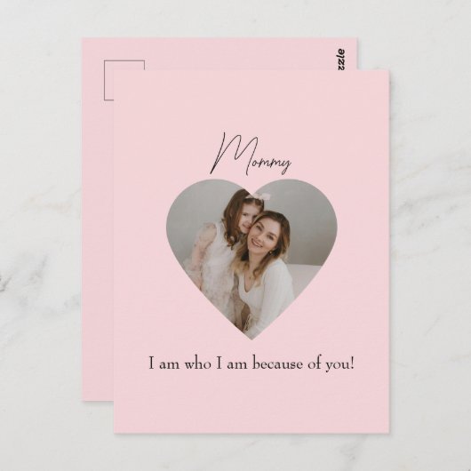 Moederdag Briefkaart met hartfoto (Voorkant / Achterkant)