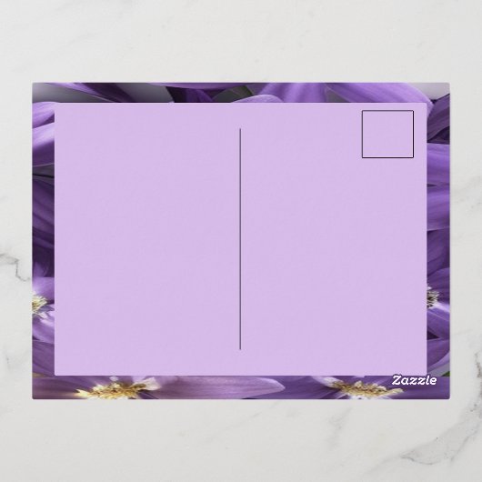 Moederdag Briefkaart Paarse flora en goudolie (Achterkant)