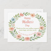 Moederdag Briefkaart Waterverf Floral Lijst (Voorkant / Achterkant)