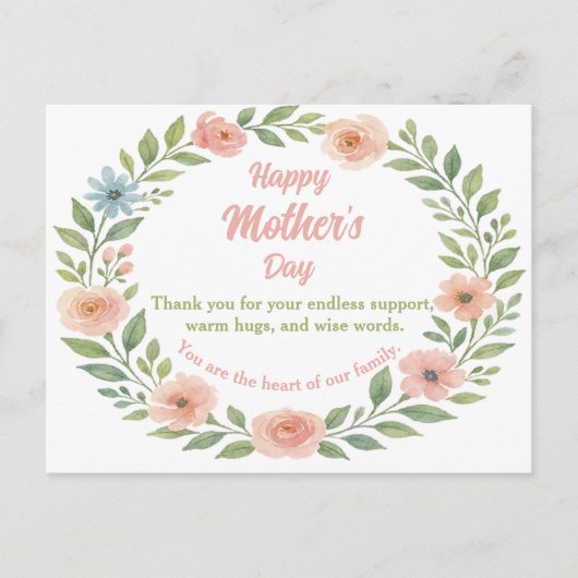 Moederdag Briefkaart Waterverf Floral Lijst (Voorkant)