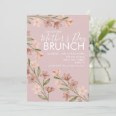 Moederdag Brunch Bloem Roze Uitnodiging (Staand voorkant)