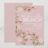 Moederdag Brunch Bloem Roze Uitnodiging (Voorkant / Achterkant)