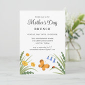 Moederdag Brunch Bloemen lieveheersbeestje vlinder Kaart (Staand voorkant)