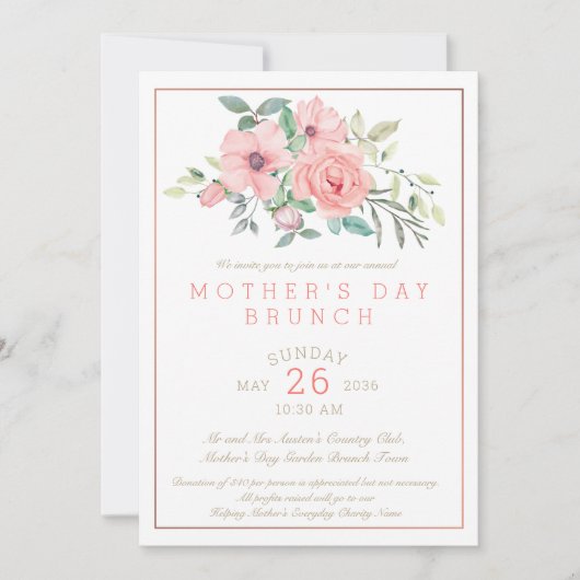 Moederdag Brunch Bloemen Waterverf Kaart (Voorkant)