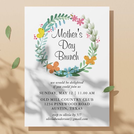 Moederdag Brunch Bloemenguirlande Krans  Kaart