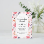 Moederdag brunch bloemenroze op maat briefkaart (Staand voorkant)