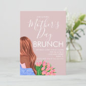Moederdag brunch bloemige roze kaart (Staand voorkant)