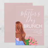 Moederdag brunch bloemige roze kaart (Voorkant / Achterkant)