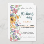 Moederdag Brunch blush Floral Sunflower Kaart (Voorkant / Achterkant)