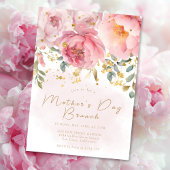 Moederdag Brunch | Blush Pink Floral Gold Kaart