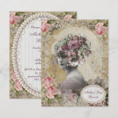 Moederdag Brunch Dame met Juwelen & Bloemen Kaart (Voorkant / Achterkant)