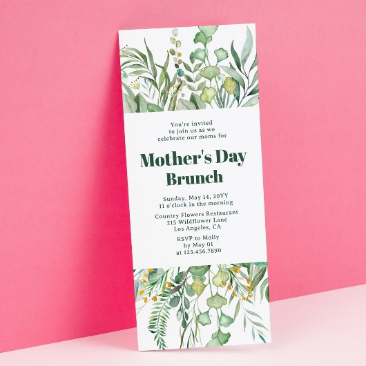 Moederdag Brunch Elegant Botanische Waterverf Kaart